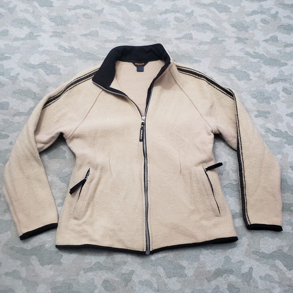 Woolrich Jacket Womens Small Tan Fleece Full Zip Pockets Outdoors‎